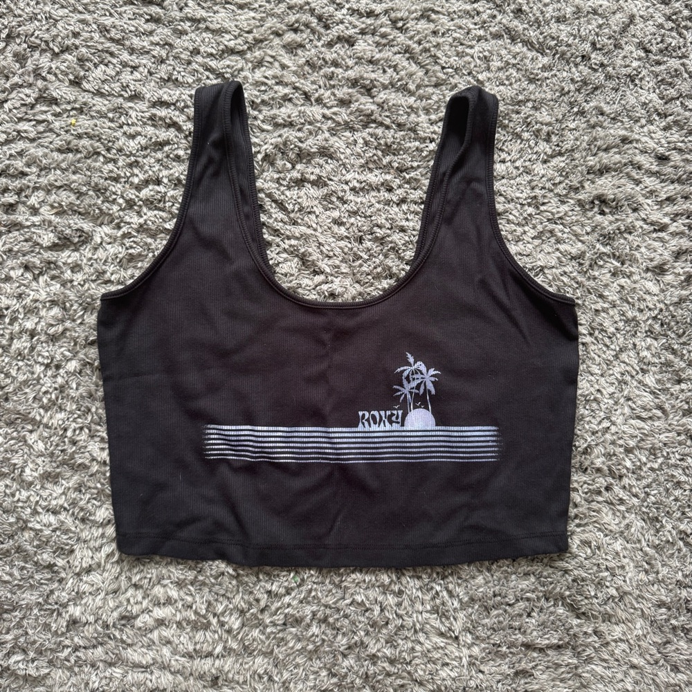 Roxy Black Fitted Sleeveless Crop Tank Top